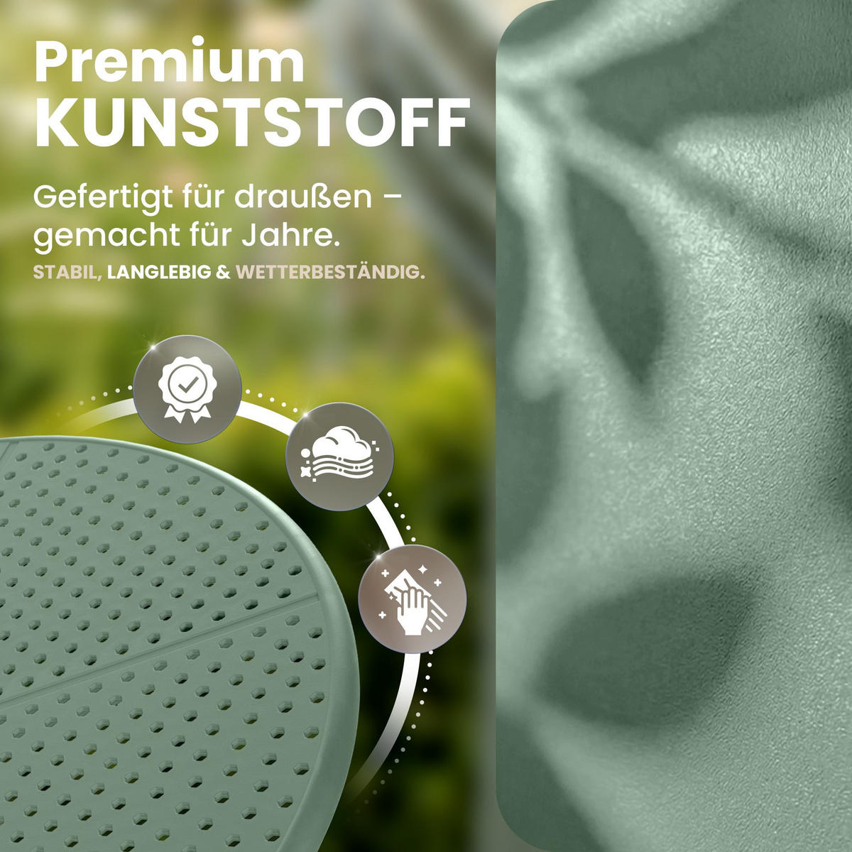 GARTENTISCH rund Ø60 cm Kunststoff Oliv - Olivgrün, Kunststoff (60/60/76cm) - CLP
