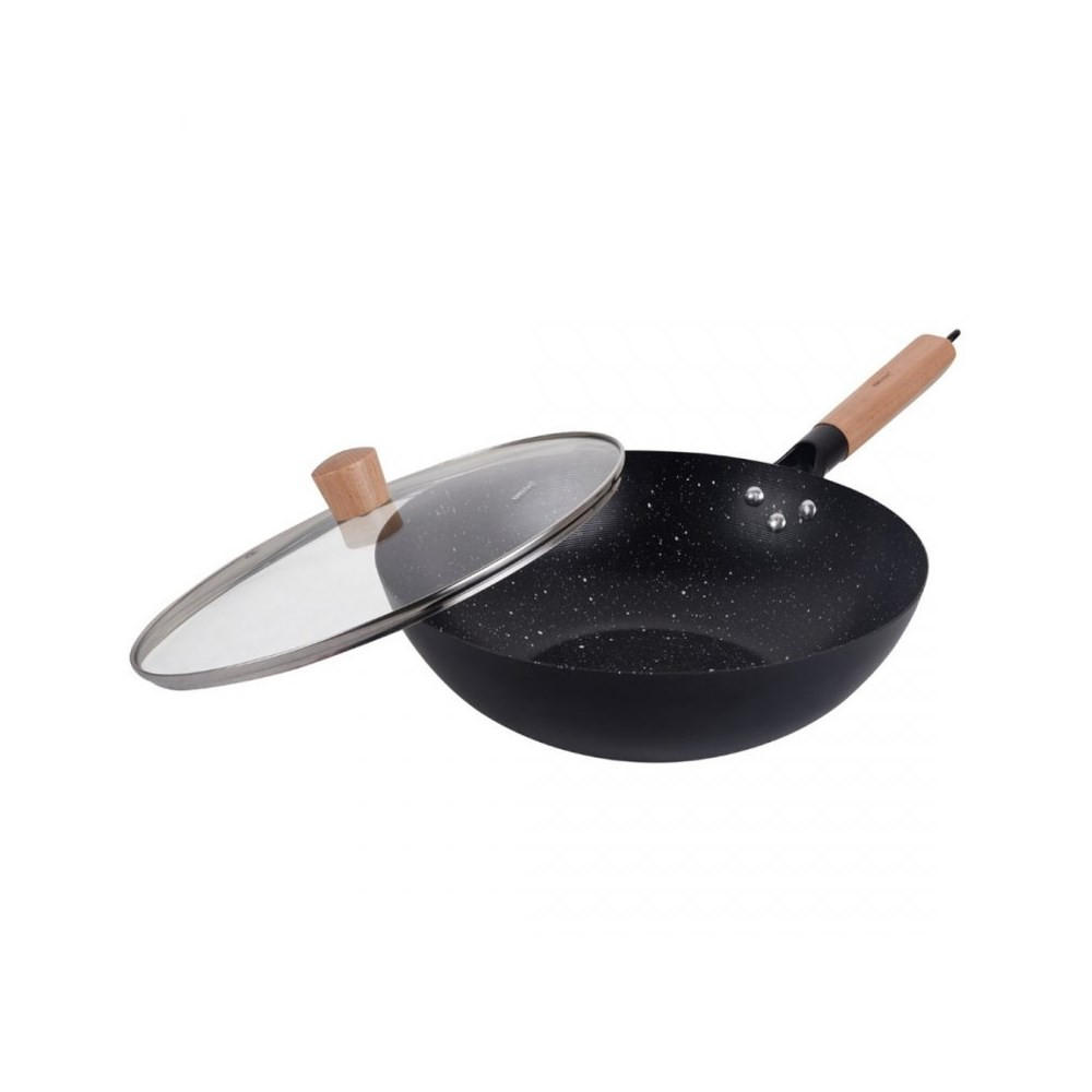 WOK Schwarz 53.5/30/9 cm KH1984 - Schwarz, Metall (30cm) - Kinghoff 