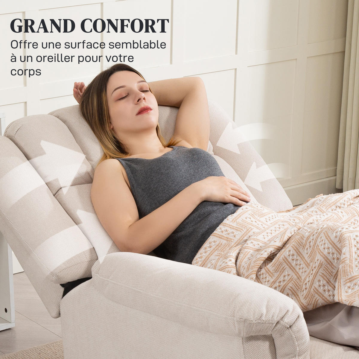 MASSAGESESSEL Beige mit Massage- und Heizfunktion 91/85/104 cm - Beige, Textil (91/104/85cm) - PANGIVO