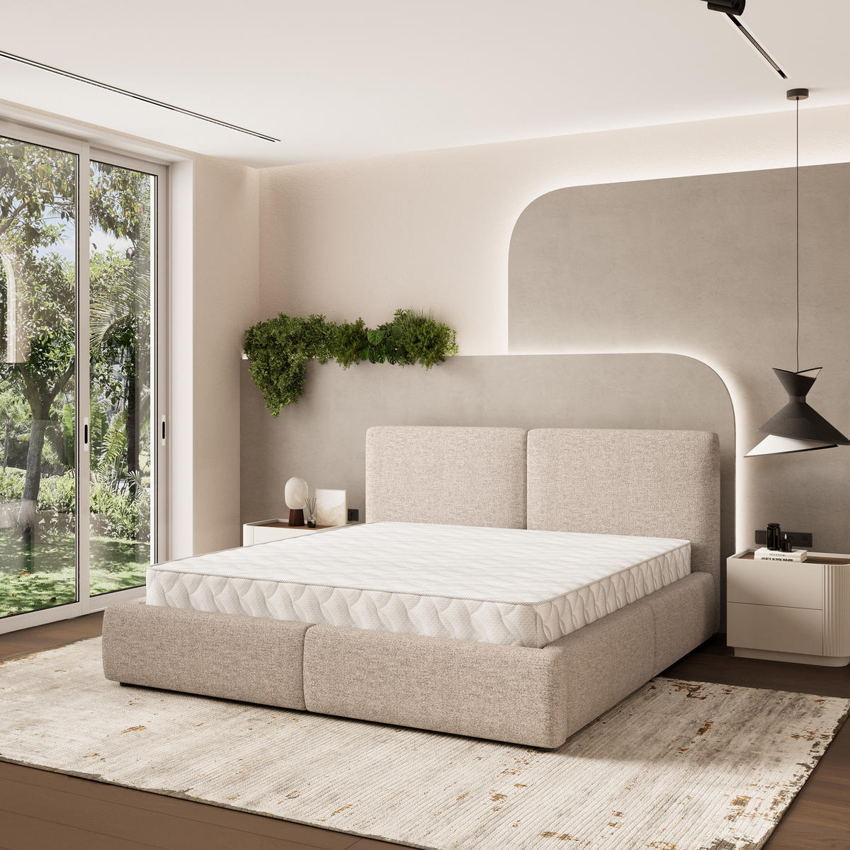 POLSTERBETT FELURO 160x200 cm mit Bettkästen - Beige - Beige, Holz (160/200cm) - MASSENO