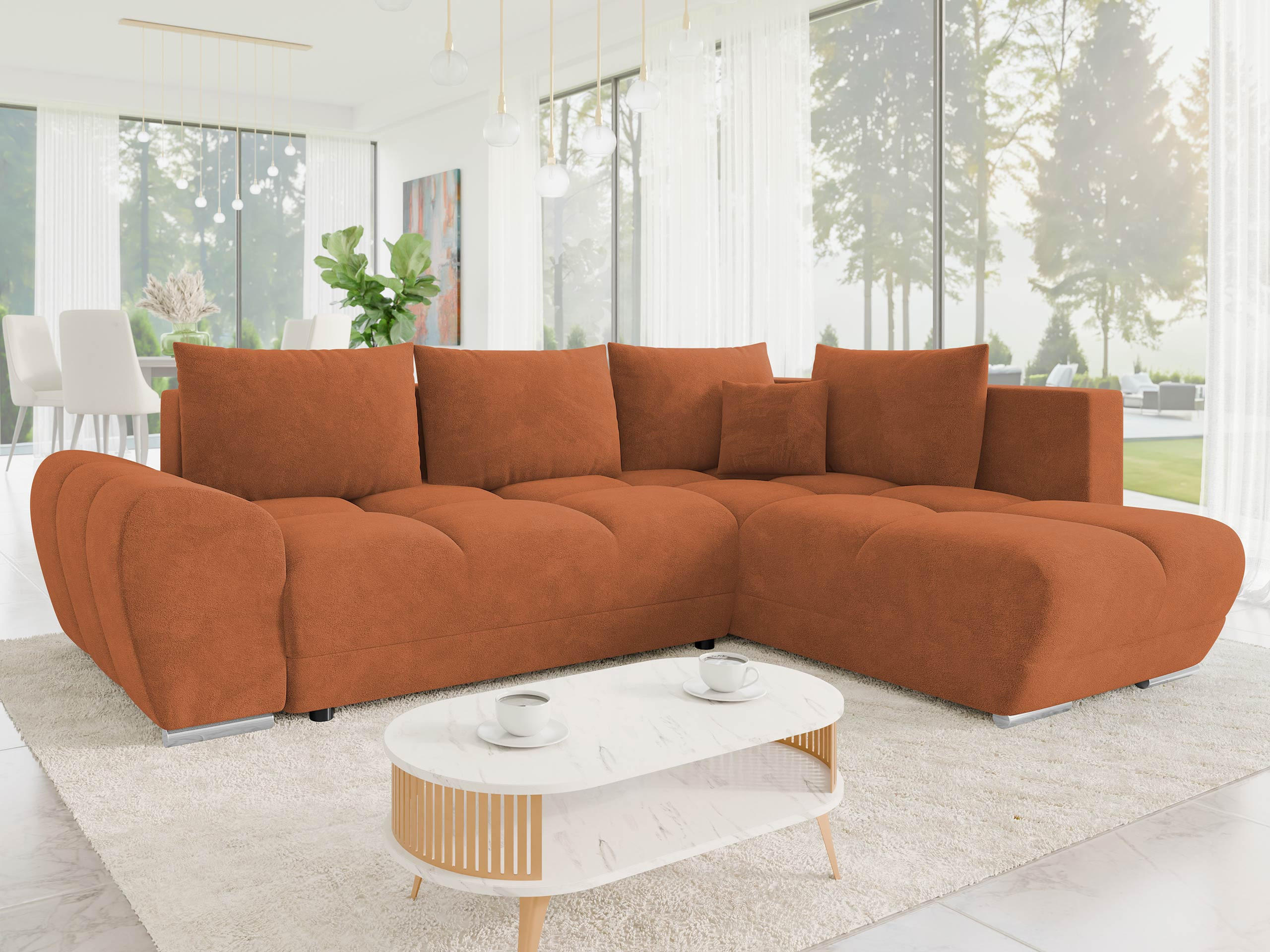 ECKSOFA Forest, Seite: Rechts - Schwarz/Bronzefarben, Holz/Kunststoff (290/183cm) - MIRJAN24