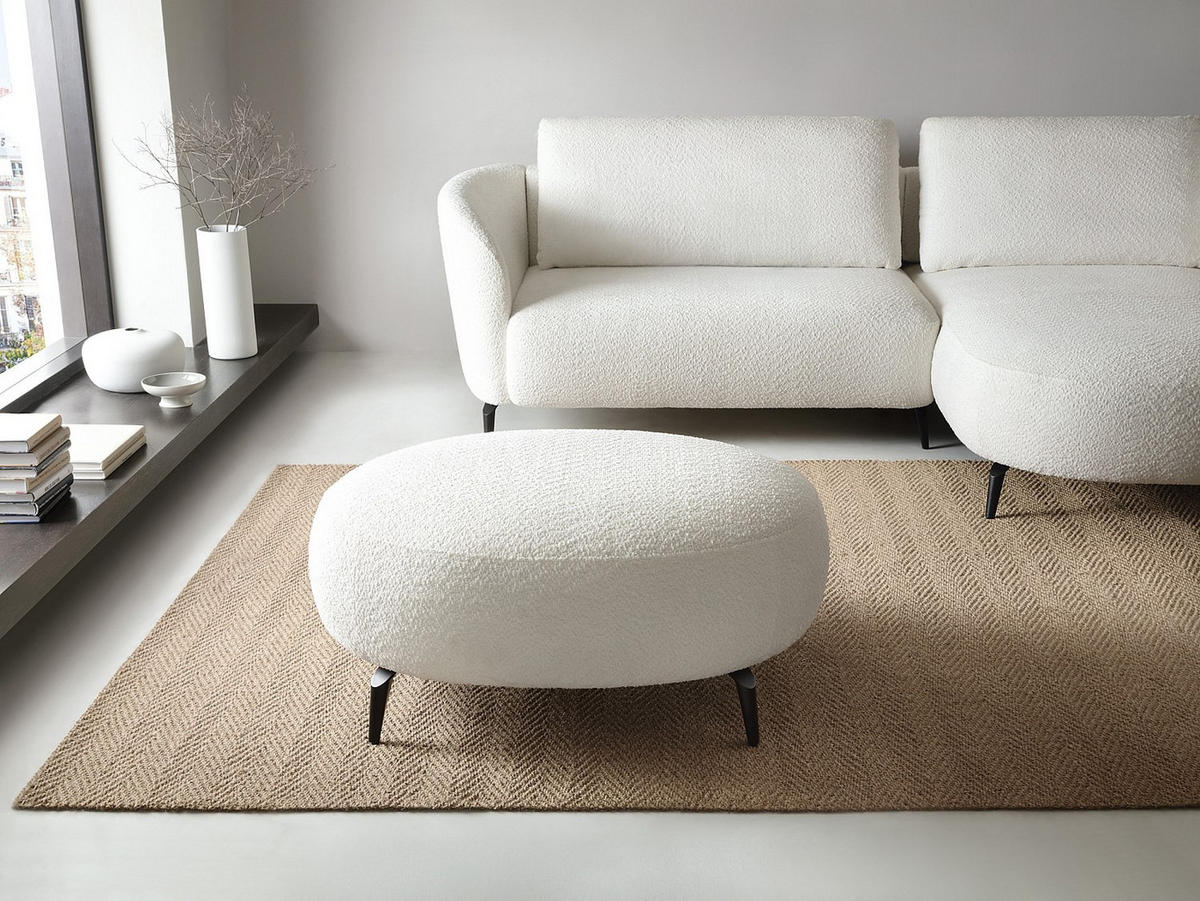 SITZHOCKER - 1 Person - Stoff - Weiß - AREMIA - Weiß, Textil (100/43/80cm) - Vente-Unique