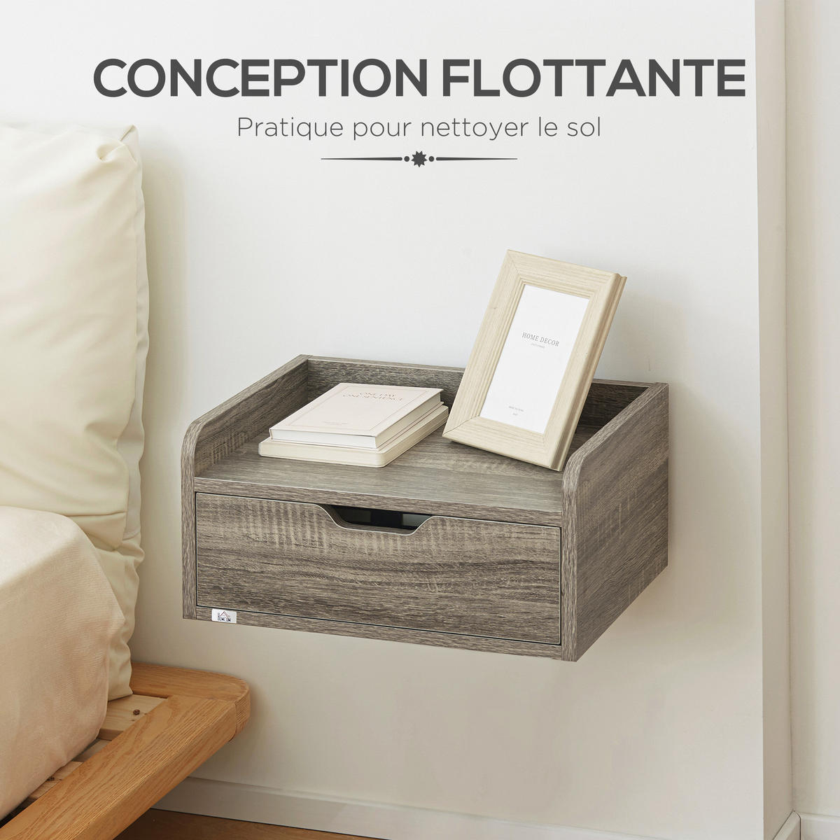 NACHTTISCH Grau Spanplatte wandhängend mit Schublade 2er-Set - Grau, Holzwerkstoff (40/19.5/30cm) - PANGIVO