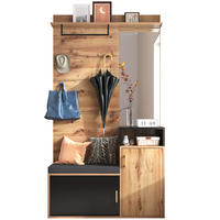 GARDEROBEN-SET mit Spiegel und Schuhschrank 105 x 40 x 191,5 cm Schwarz - Schwarz, Holzwerkstoff (38.5/190/104cm) - Beauniv