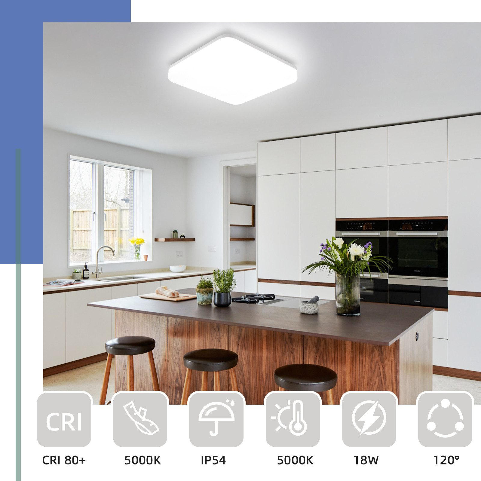 Thumbnail - Nettlife Led-Deckenleuchte, Weiß, Kunststoff, F, 22x4.8x22 cm, Lampen & Leuchten, Innenbeleuchtung, Deckenleuchten