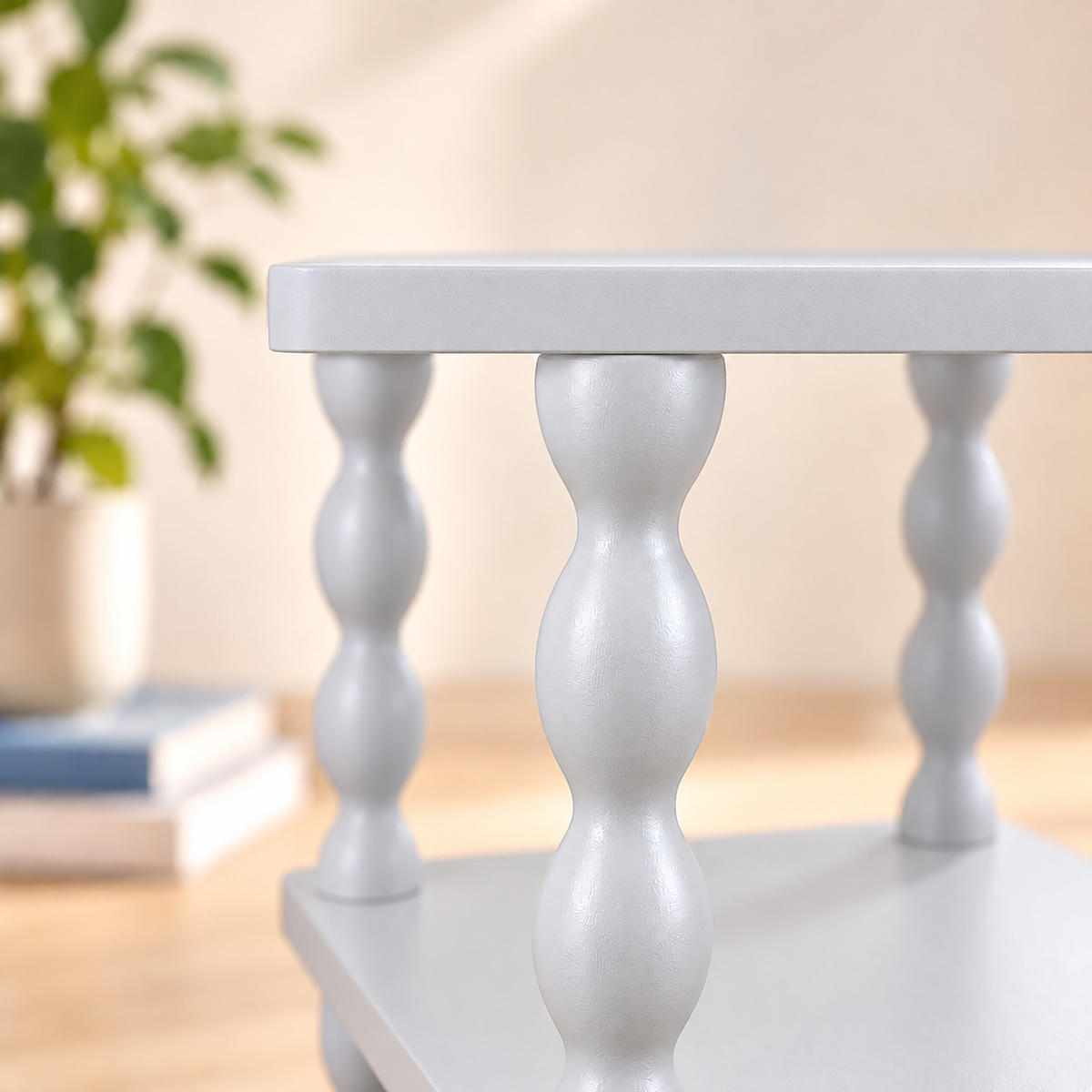 MĂSUȚĂ LATERALĂ Alb 3 rafturi - alb, compozit lemnos/lemn (30/34/57.5cm) - Relaxdays