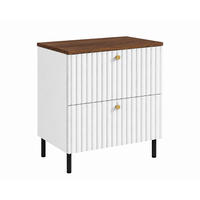 BADEZIMMERSCHRANK: Weiß / Platte Nusseiche / Griffe Schwarz / Beine Schwarz, 60 x 46 x 73,6 cm - Schwarz/Weiß, Holzwerkstoff (60/73.6/46cm) - 3XE LIVING