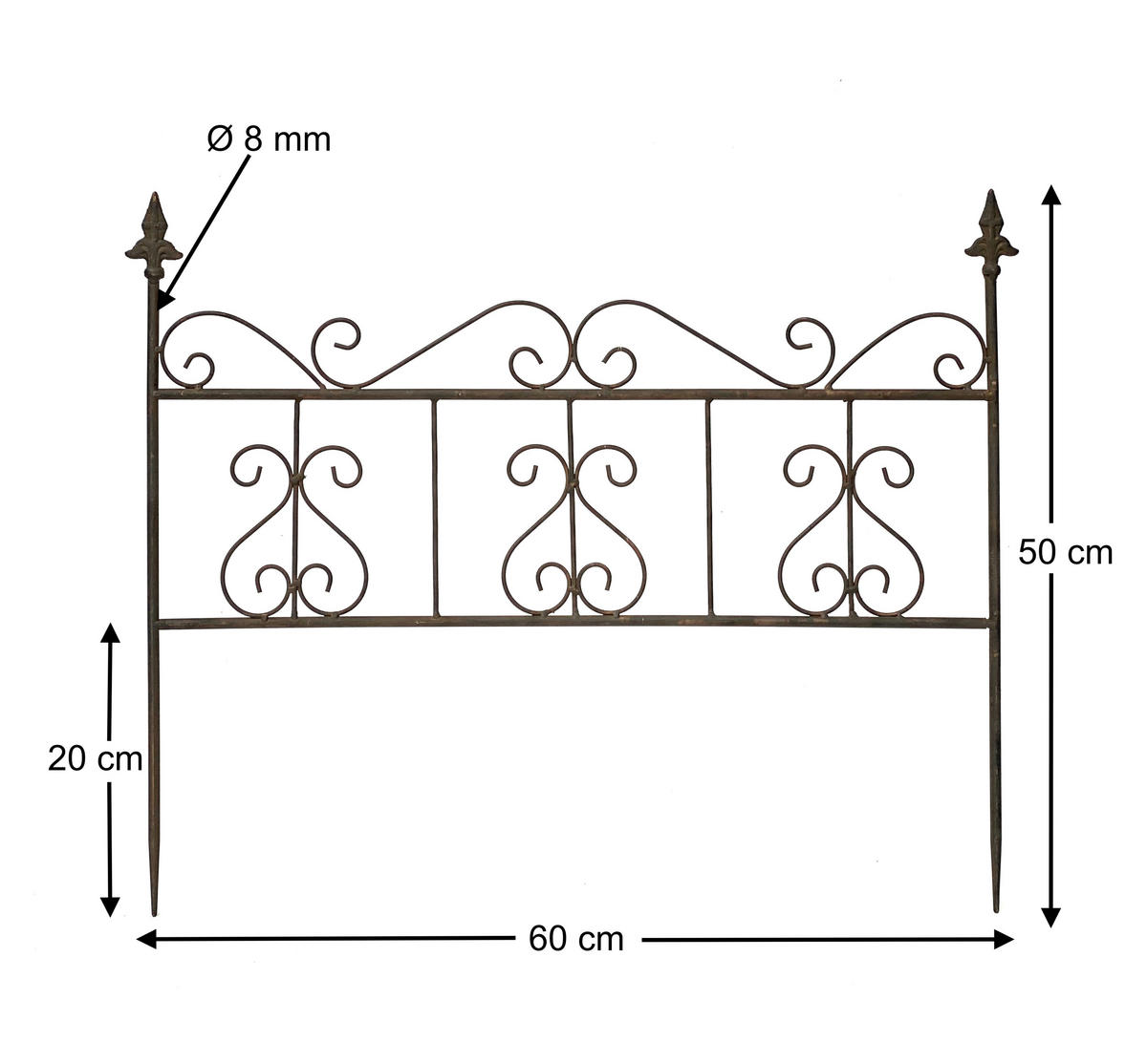 RANKHILFE Freistehend Metall Braun 60 cm 96016 - Braun, Metall (60/50/8cm) - DanDiBo