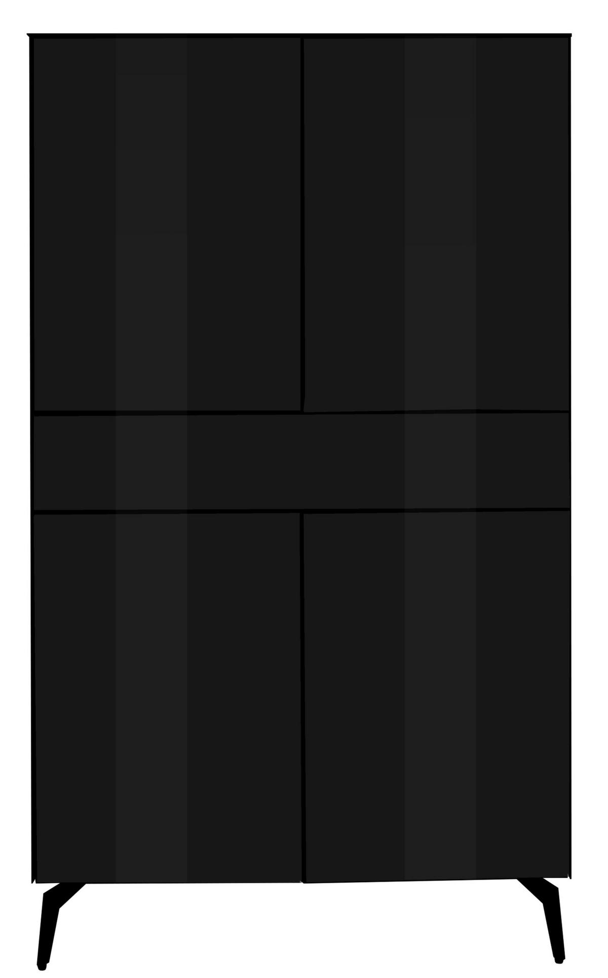 WOHNWAND Colors in Schwarz Glas 4 teilig - Schwarz, Holzwerkstoff (80/200/120cm)