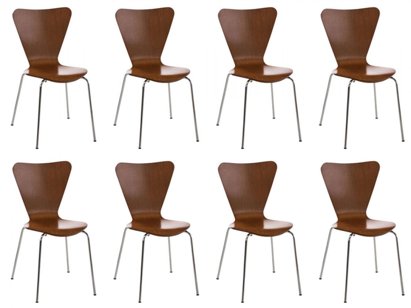BESUCHERSTUHL 8er Set Holz braun - Braun, Holz/Metall (45/85/49cm) - CLP