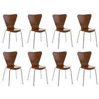 BESUCHERSTUHL 8er Set Holz braun - Braun, Holz/Metall (45/85/49cm) - CLP
