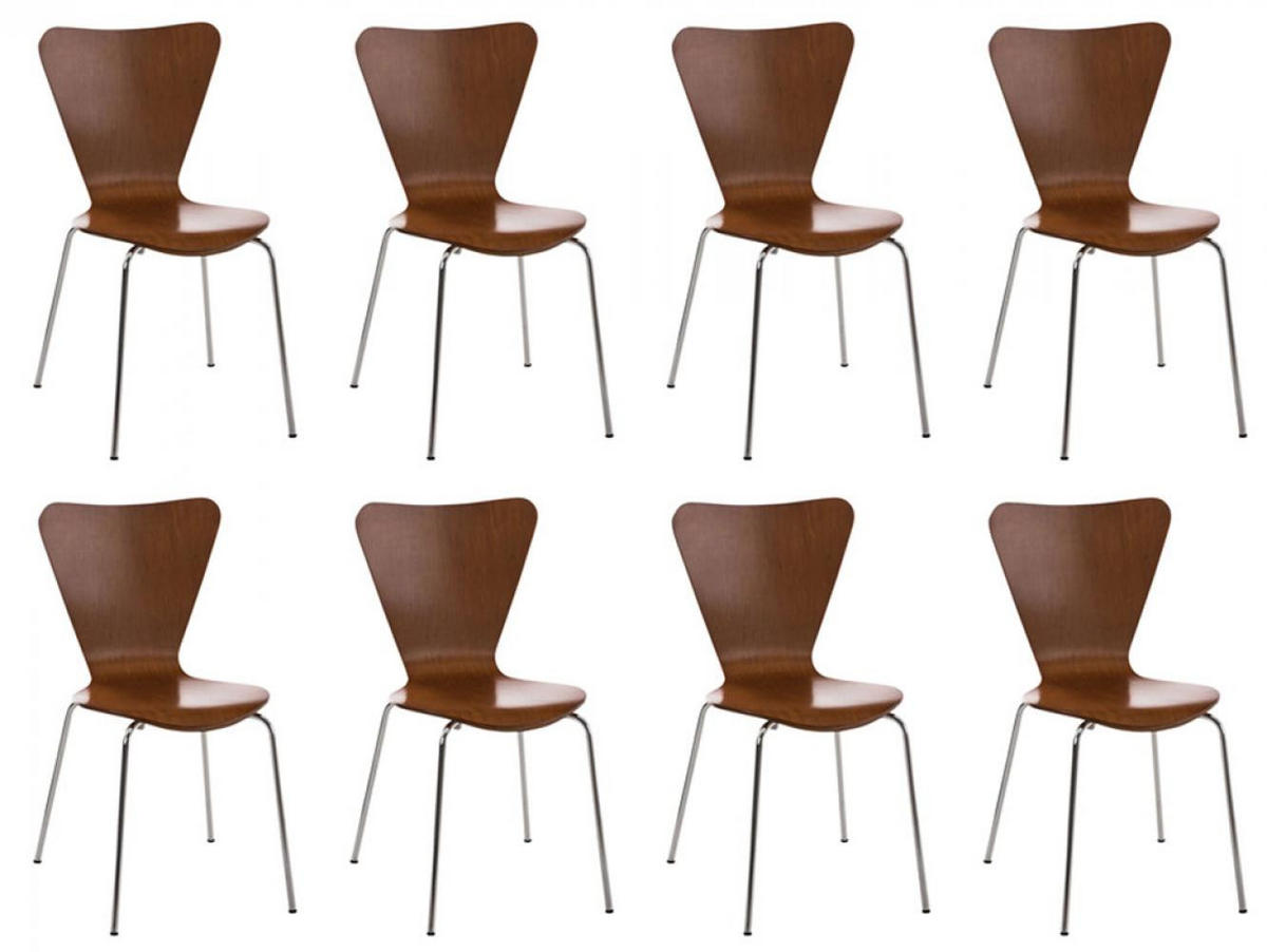 BESUCHERSTUHL 8er Set Holz braun - Braun, Holz/Metall (45/85/49cm) - CLP