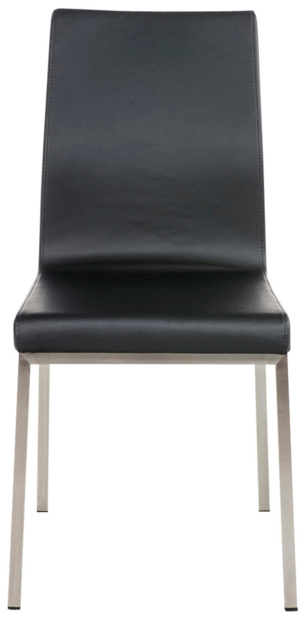 STUHL 2er Set Lederlook Schwarz - Edelstahlfarben/Schwarz, Textil/Metall (40/88/50cm) - CLP