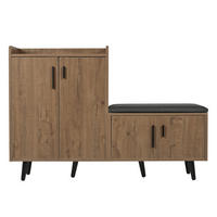 SCHUHBANK natur-optik, 4 türen & gepolsterte sitzfläche - Naturfarben, Holzwerkstoff (120/82.8/34cm) - Urban Meuble