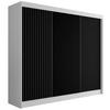 KLEIDERSCHRANK mit Lamel-Schiebetüren VILANv2 - 250 cm Weiß + Lamelle schwarz - Schwarz/Weiß, Holzwerkstoff (250/215/61cm) - ALTDECOR