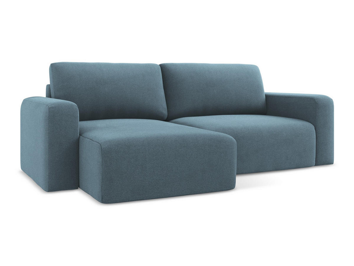 ECKSOFA mit Schlaffunktion links Strukturstoff Stoff Blau - Blau/Schwarz, Kunststoff/Textil (149/244cm) - Makamii