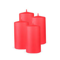 STUMPENKERZEN 4er Pack "Rot", Größe Ø7cm x Höhe: 12 cm - Rot, Naturmaterialien (7/12cm) - Bestlivings