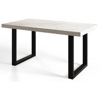 ESSZIMMERTISCH LOFT-U 140X80X77 cm, Farbe: MARMUR, mit Metallbeinen in Farbe Schwarz - Hellgrau/Schwarz, Holzwerkstoff (140/80/77cm) - Alpi-Möbel