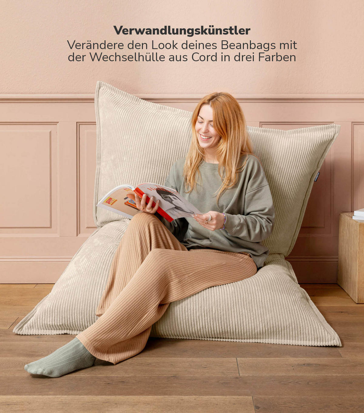 SITZSACK BEZUG Das Kuschel-Cover - Beige, Textil (130/20/170cm) - Mokebo