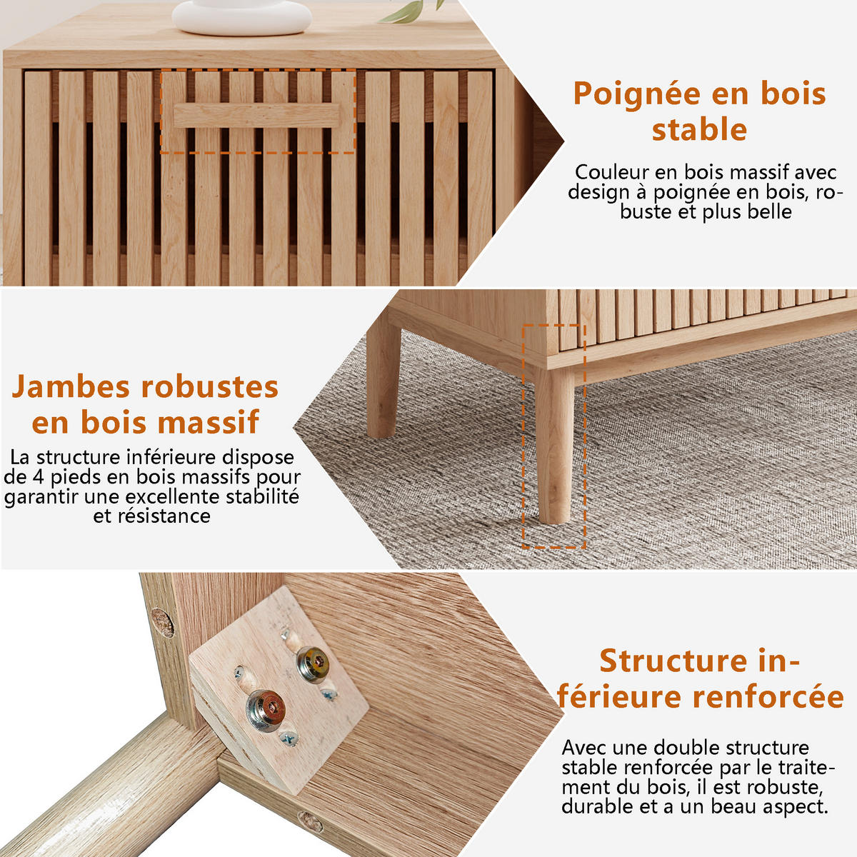 TV LOWBOARD 100x50x43 cm Holz Natur modern - Goldfarben, Holz (100/43/50cm) - LEBENLANG