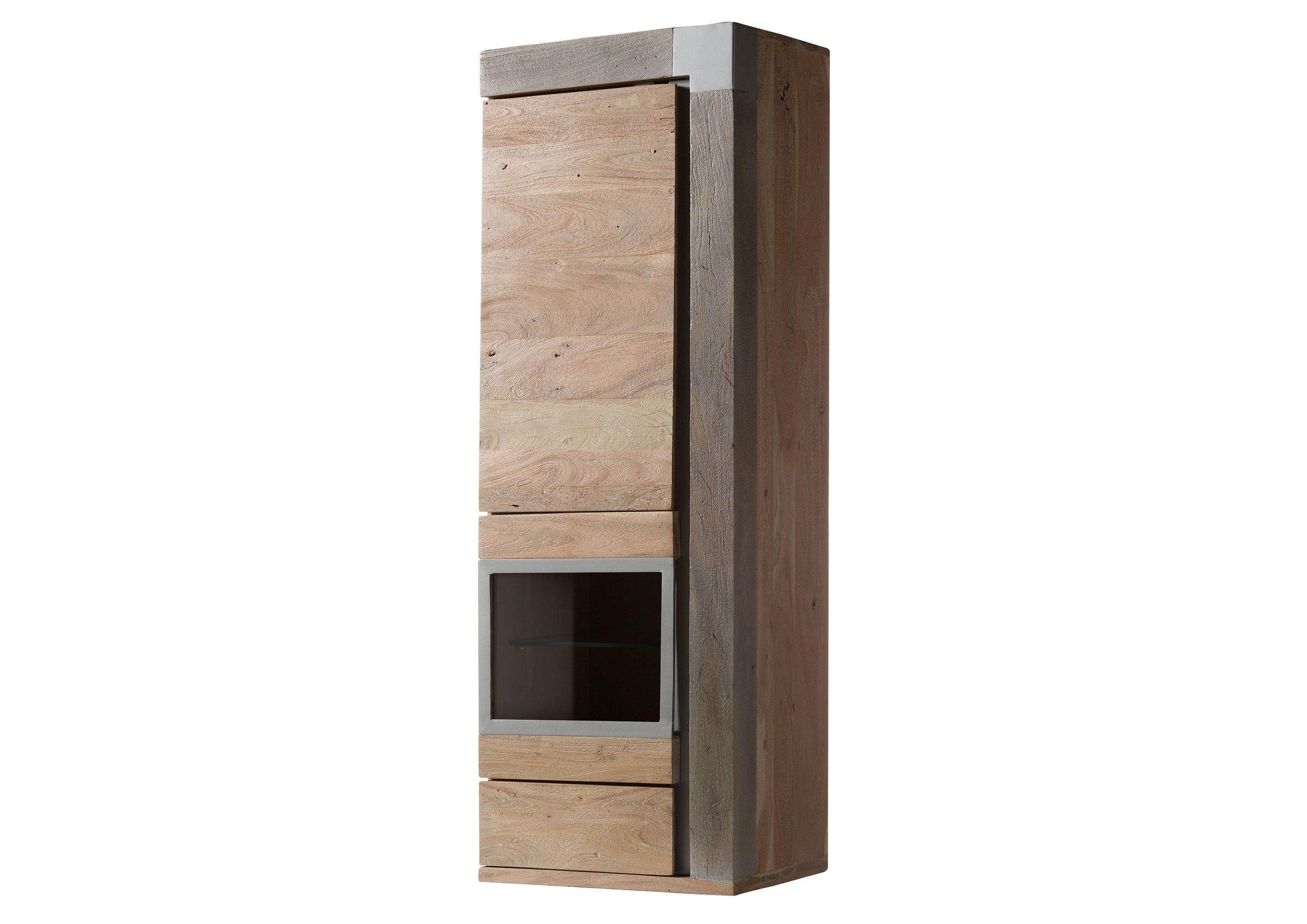 HÄNGEVITRINE Akazie 48x35x142 beige lackiert Amsterdam #112 - Beige, Holz (48/142/35cm) - Massivmoebel24