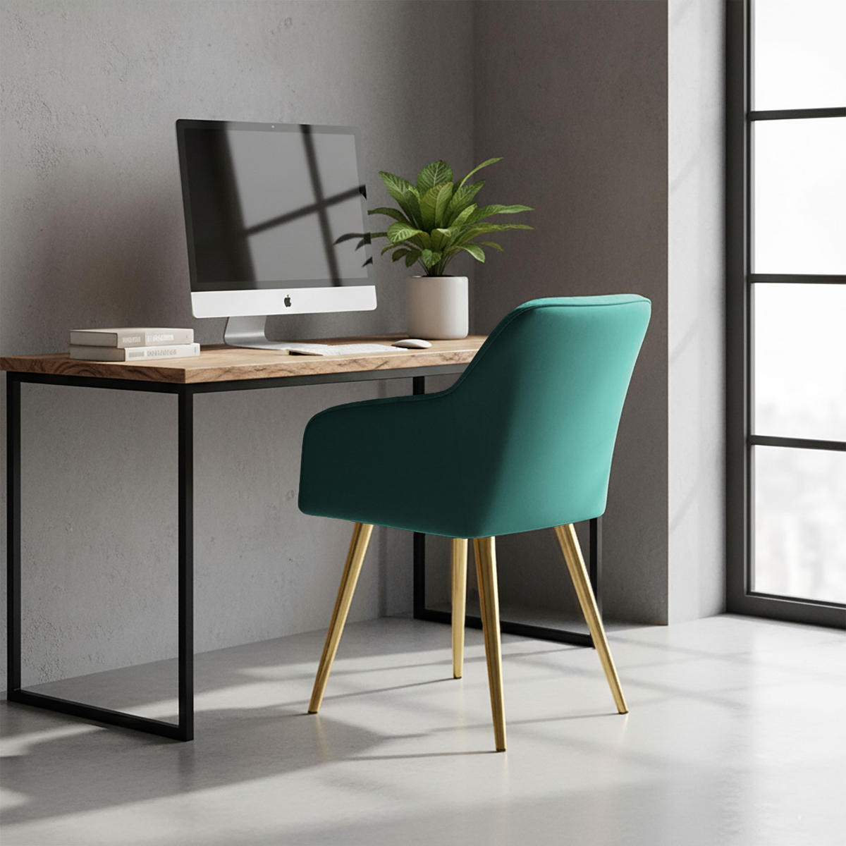 POLSTERSTUHL 4er Set, Metallbeine Grün, Gold 54,5/83/58 - Grün, Textil (55/83/58cm) - RAUMHIRSCH FURNITURE