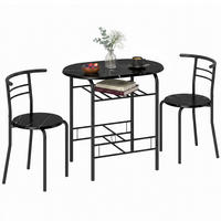 ESSGRUPPE mit 1 Tisch und 2 Stühlen Schwarz 80.0/52.0/76.0 cm - Schwarz, Holzwerkstoff (52/76/80cm)