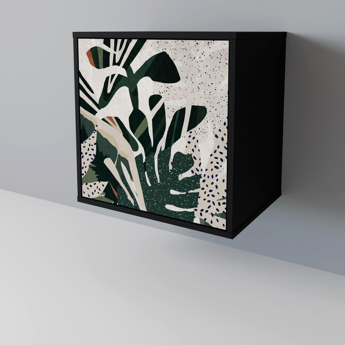 SIDEBOARD VERDURE FORMATION, Schwarz, 57,5x42x70,5 cm, Schwarze Metall-Sternfüße - Multicolor/Schwarz, Holzwerkstoff/Metall (57.5/70.5/42cm) - SpaceRebels