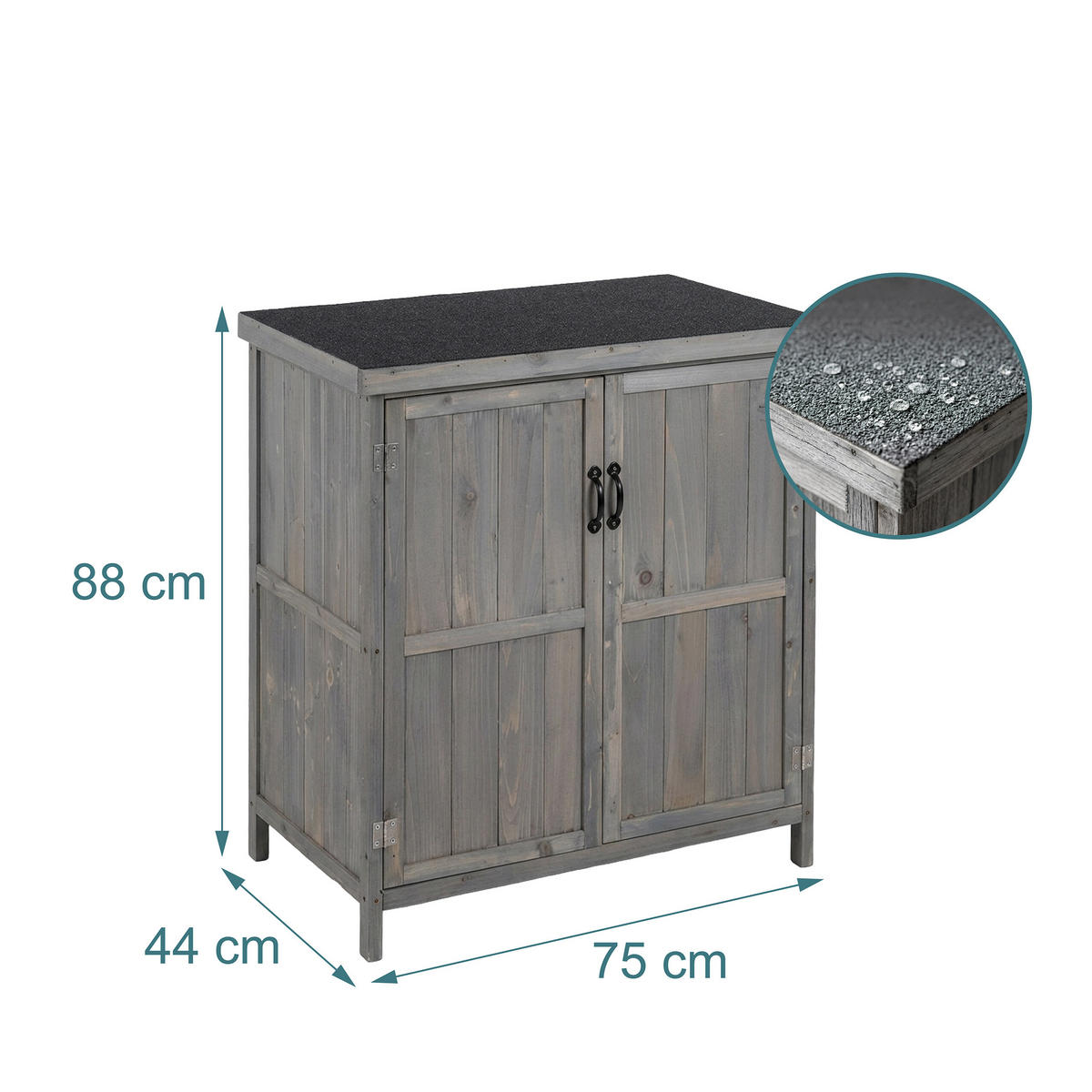 GARTENSCHRANK Grau Holz 88x75x44 cm - Grau, Holz/Papier (75/88/44cm) - Relaxdays