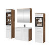 BADMÖBEL-SET Madrit II mit weißer LED Beleuchtung - Silberfarben/Braun, Holzwerkstoff/Kunststoff (132/132/30cm) - MIRJAN24