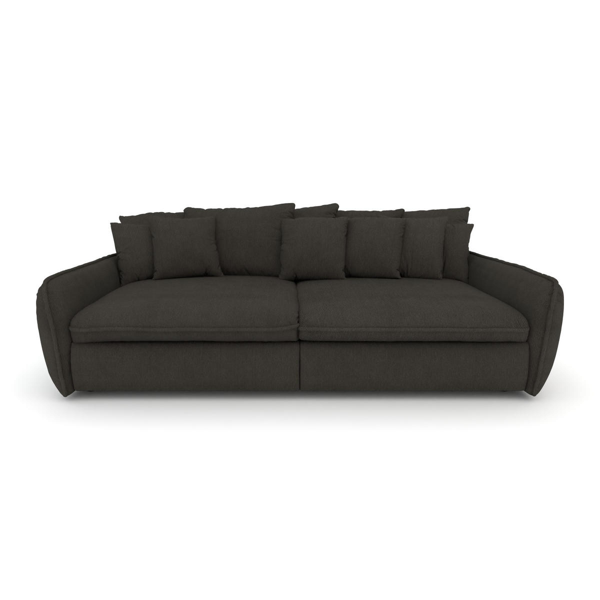 BIGSOFA Hereford Cord Dunkelgrau inkl. 11 Kissen 234/131/61 cm - Grau, Kunststoff/Textil (234/61/131cm) - foamnova