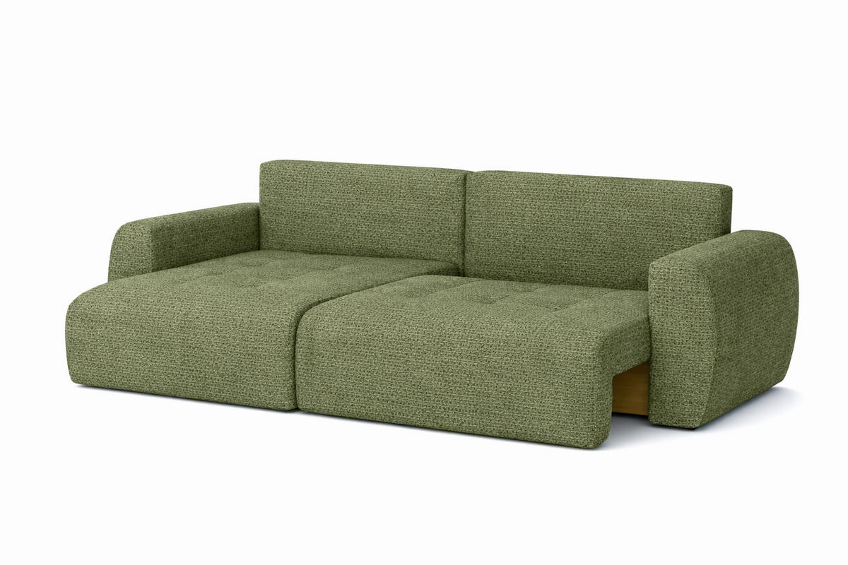 ECKSOFA Mit Schlaffunktion Und Bettkasten L-Form Ivo L, Chenille-Stoff Artico, Moss, Links - Grün, Holz (250/142cm) - Kaiser Möbel