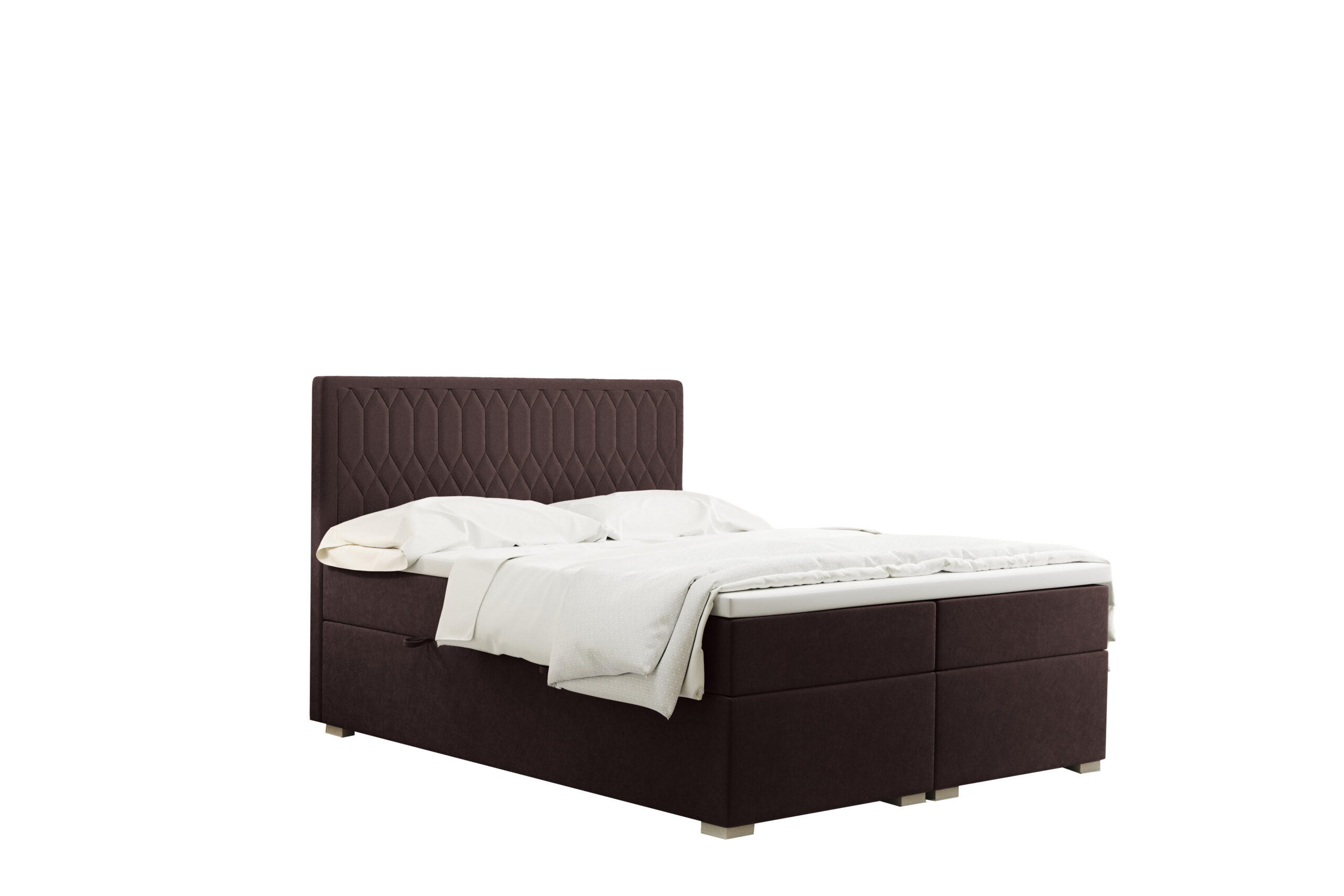 BOXBETT Mit Bettkasten Matratze Topper RIMINI Stoff Riviera Braun 120x200 cm H2-Pocket - Braun, Holz/Textil (120/200cm) - Kaiser Möbel
