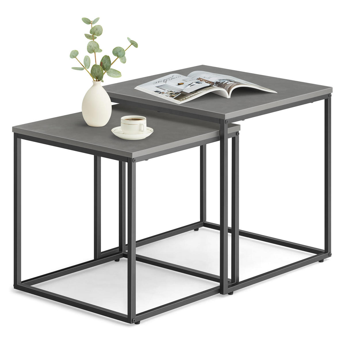 COUCHTISCH 2er Set quadratisch - Dunkelgrau, Holzwerkstoff (50/50/50.5cm) - Mat-Haus