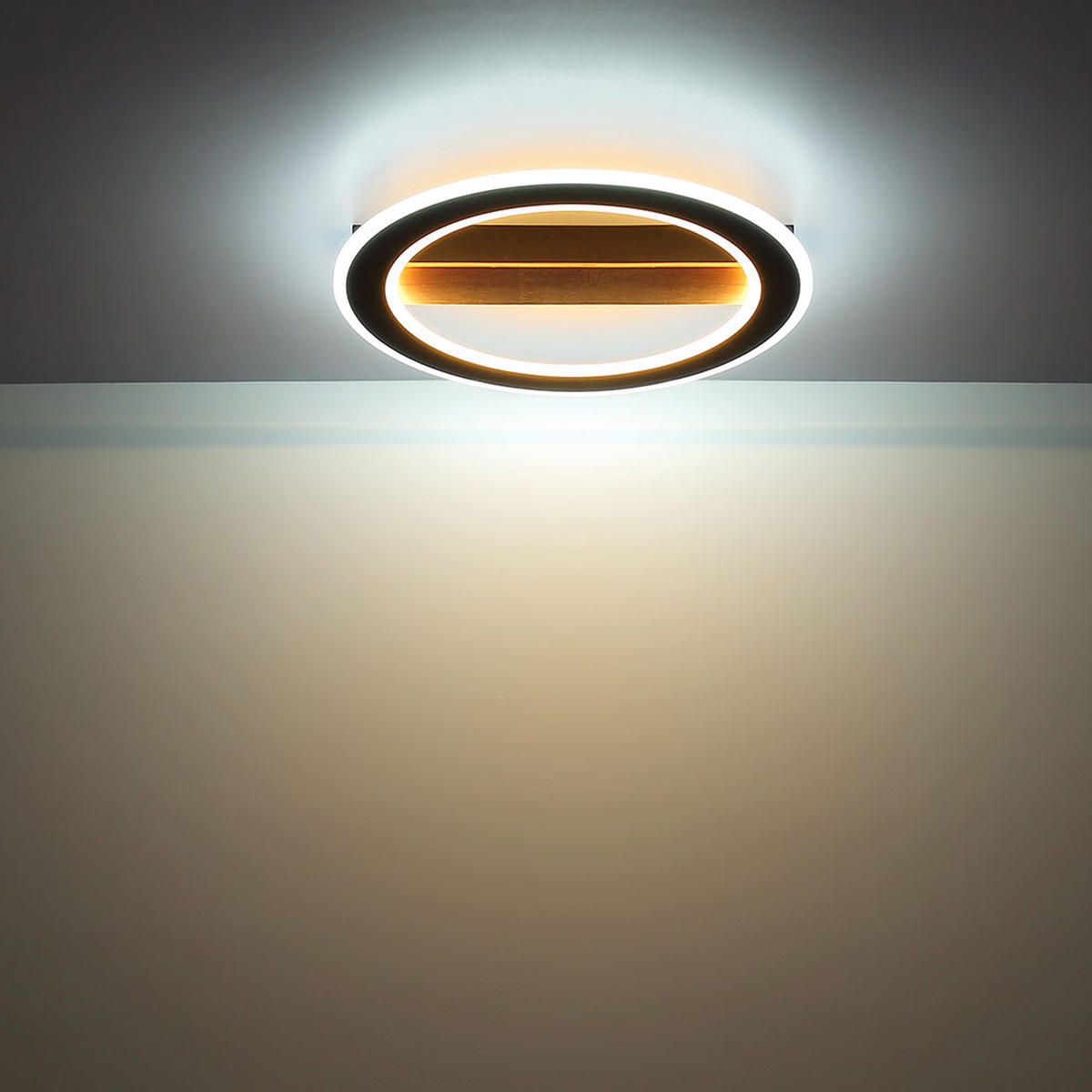 LED DECKENLEUCHTE MATTIA Holzoptik Schwarz - Schwarz, Holz (45/45/5.5cm) - Globo Lighting