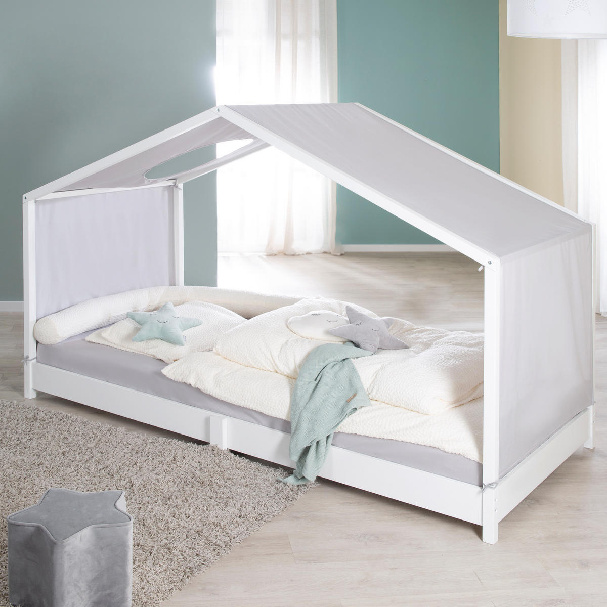 HAUSBETT 90 x 200 cm Bodenbett weiß - Weiß, Holzwerkstoff (90/200cm) - Roba