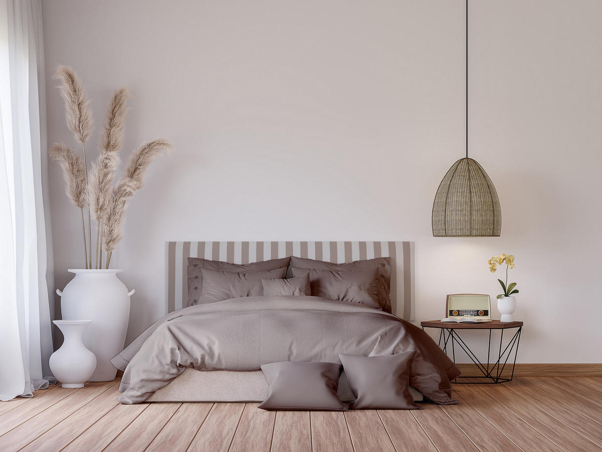 KOPFTEIL Gepolstertes aus gestreiftem Stoff Beige 145/52/3 cm SUANCES - Beige, Textil (145/52/3cm) - RNT By Really Nice Things