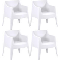 GARTENSTUHL Henri 4er Set 73x57x78cm Kunststoff Weiß Stapelstuhl - Weiß, Kunststoff (73/78/57cm) - DELUKE