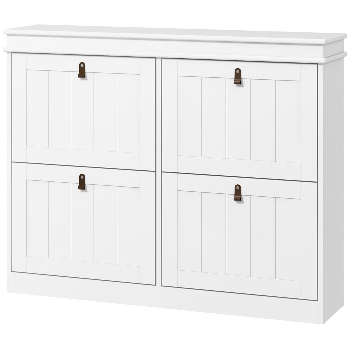 SCHUHSCHRANK DE-15052 4 Klapptüren mit verstellbaren Böden für 10–20 Paar Schuhe Weiß - Weiß, Holzwerkstoff (105/82.5/24cm) - ComfortXL