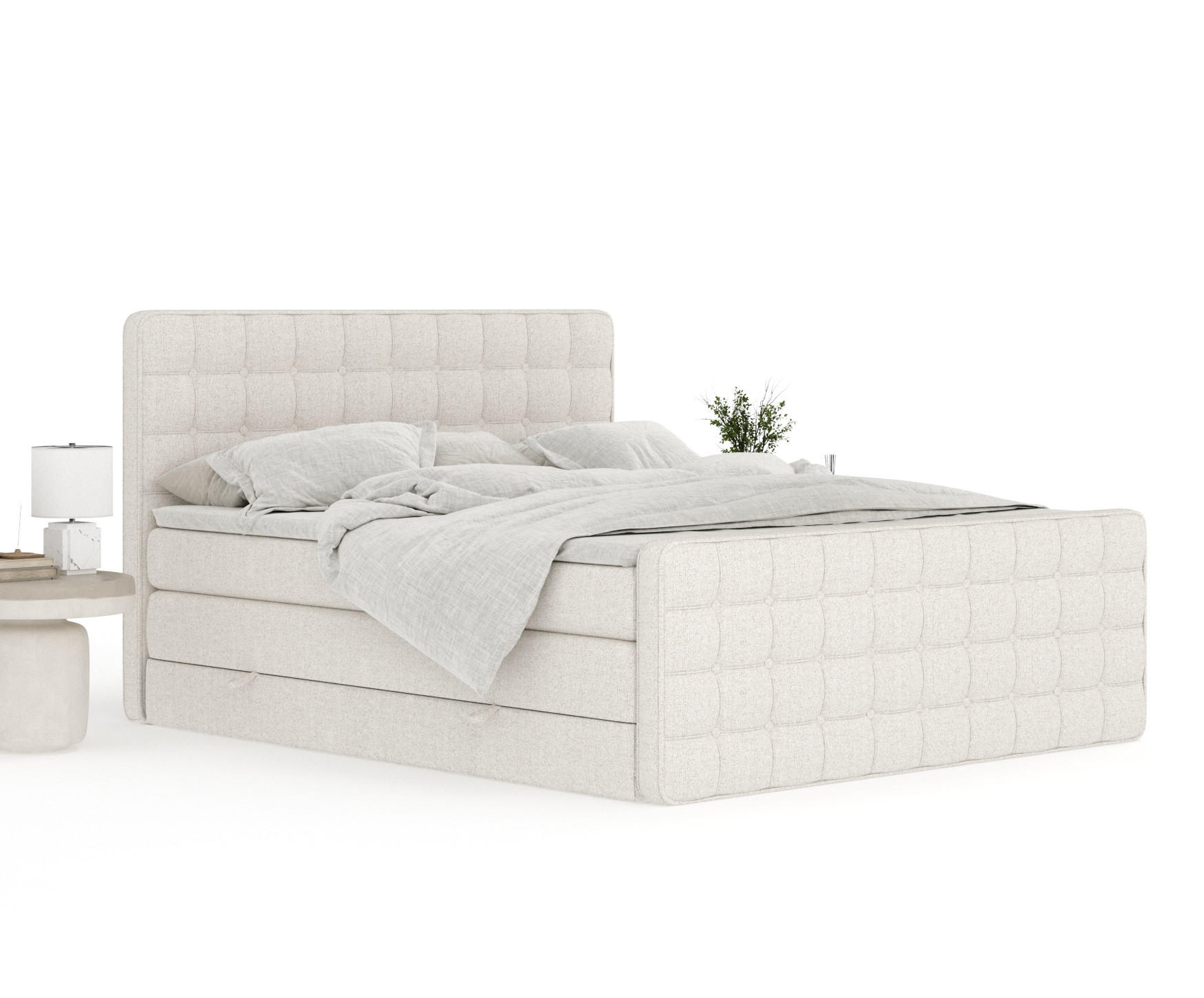 Thumbnail - Maison de Reve Boxspringbett, Beige, Textil, Buche, Kiefer, H3 + H4, 7-Zonen, Höhe ca. 40 cm, 160x200 cm, Handmade in Eu...