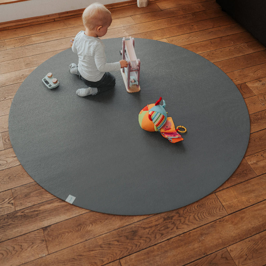 Thumbnail - Sanosoft Krabbelmatte, Grau, Textil, Rund, 160x160 cm, Oeko-Tex® Standard 100, Teppiche & Böden, Teppiche, Teppich Kinde...