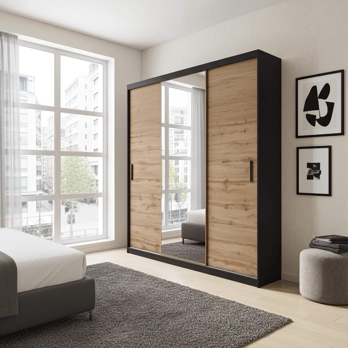 SCHWEBETÜRENSCHRANK Mirano Eiche Wotan 250 cm - Eiche Wotan, Holzwerkstoff (250/215/60cm) - Ravio