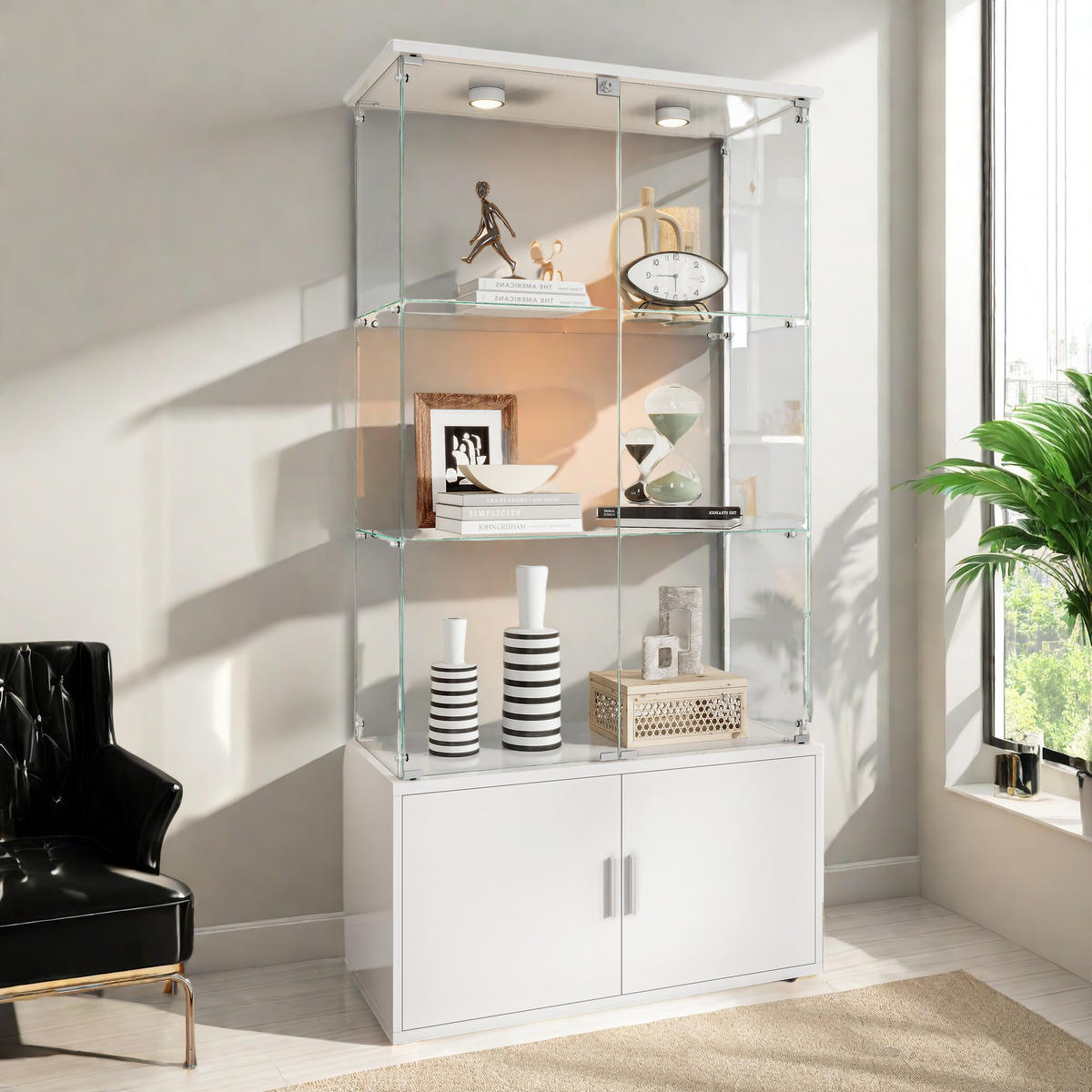 GLASVITRINE Weiß LED 78x35x164 cm - Weiß, Glas (35/164/78.51cm) - SHOPENTRA