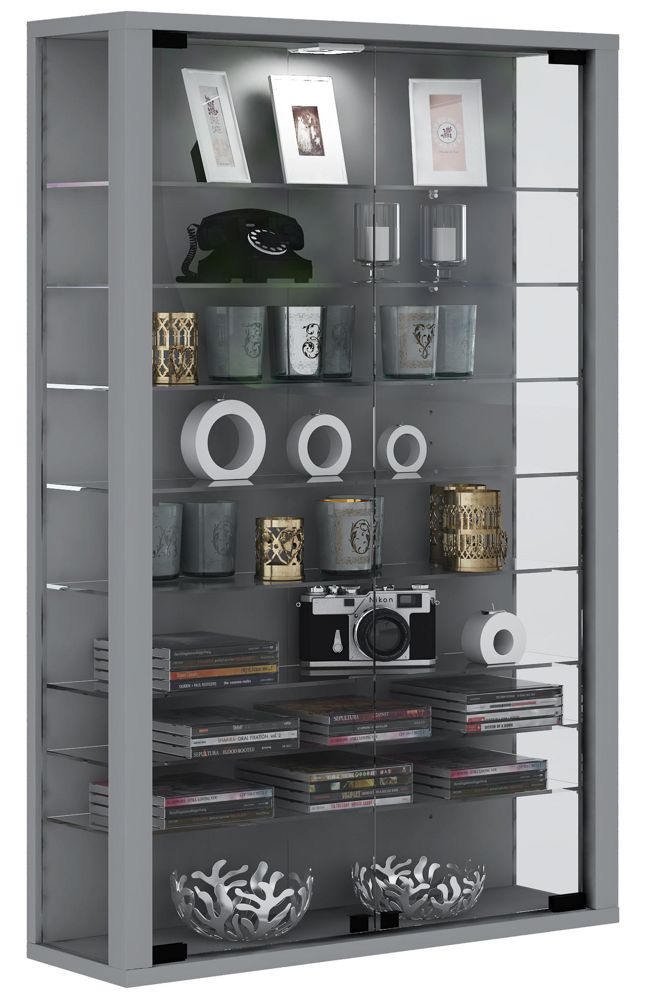VITRINENSCHRANK Braun - Braun, Holzwerkstoff (59/90/18cm) - ebuy24