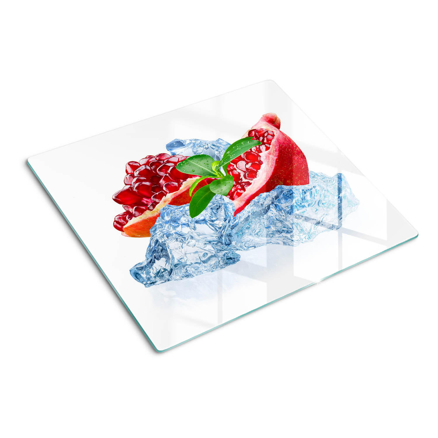 GLASPLATTE 60x52 cm Granatapfel mit Eis - Rot, Glas (60/0.4/52cm) - TULUP