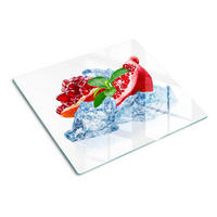 GLASPLATTE 60x52 cm Granatapfel mit Eis - Rot, Glas (60/0.4/52cm) - TULUP