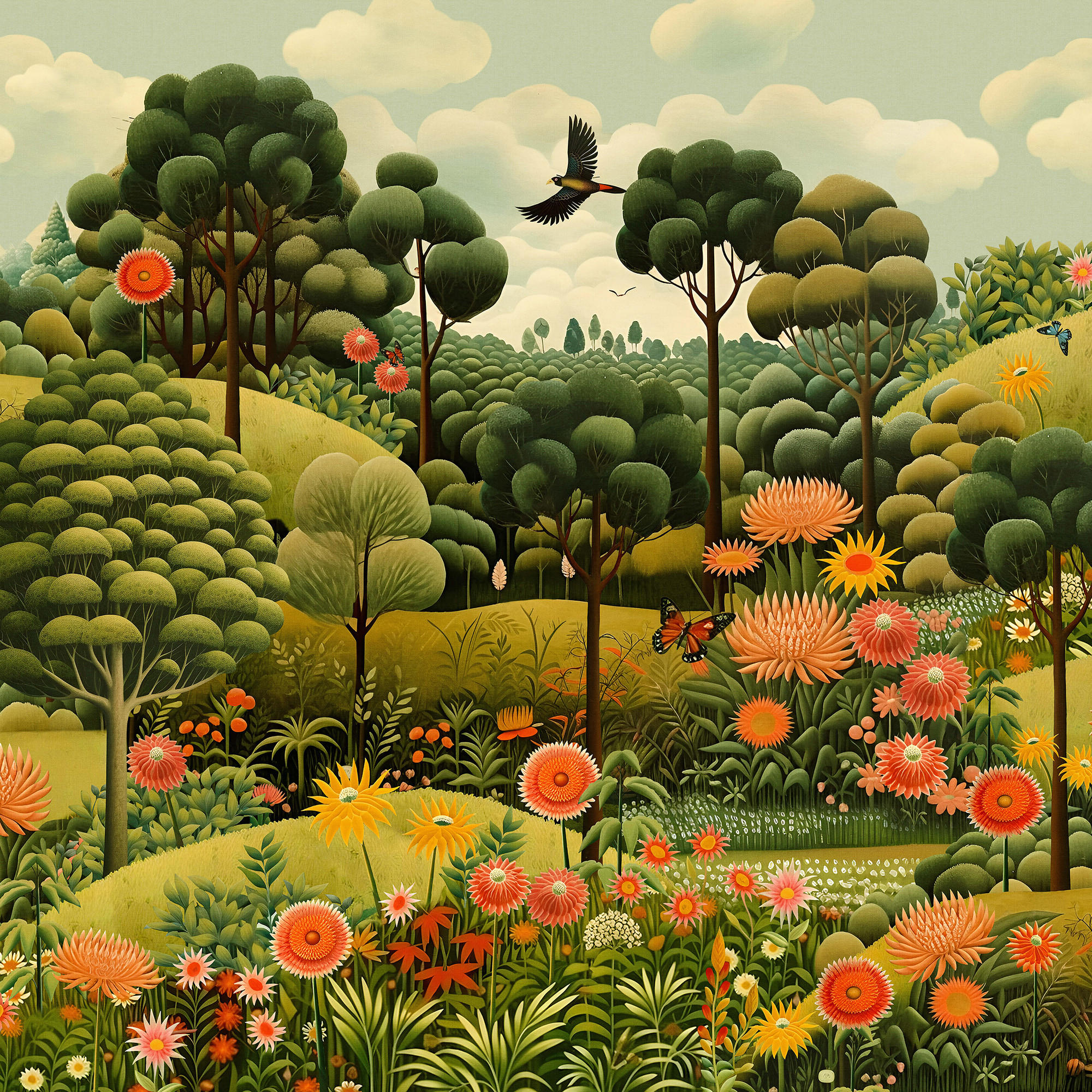 FOTOTAPETE Arley Garden Day - Grün, Papier/Kunststoff (250/400cm) - Graham & Brown