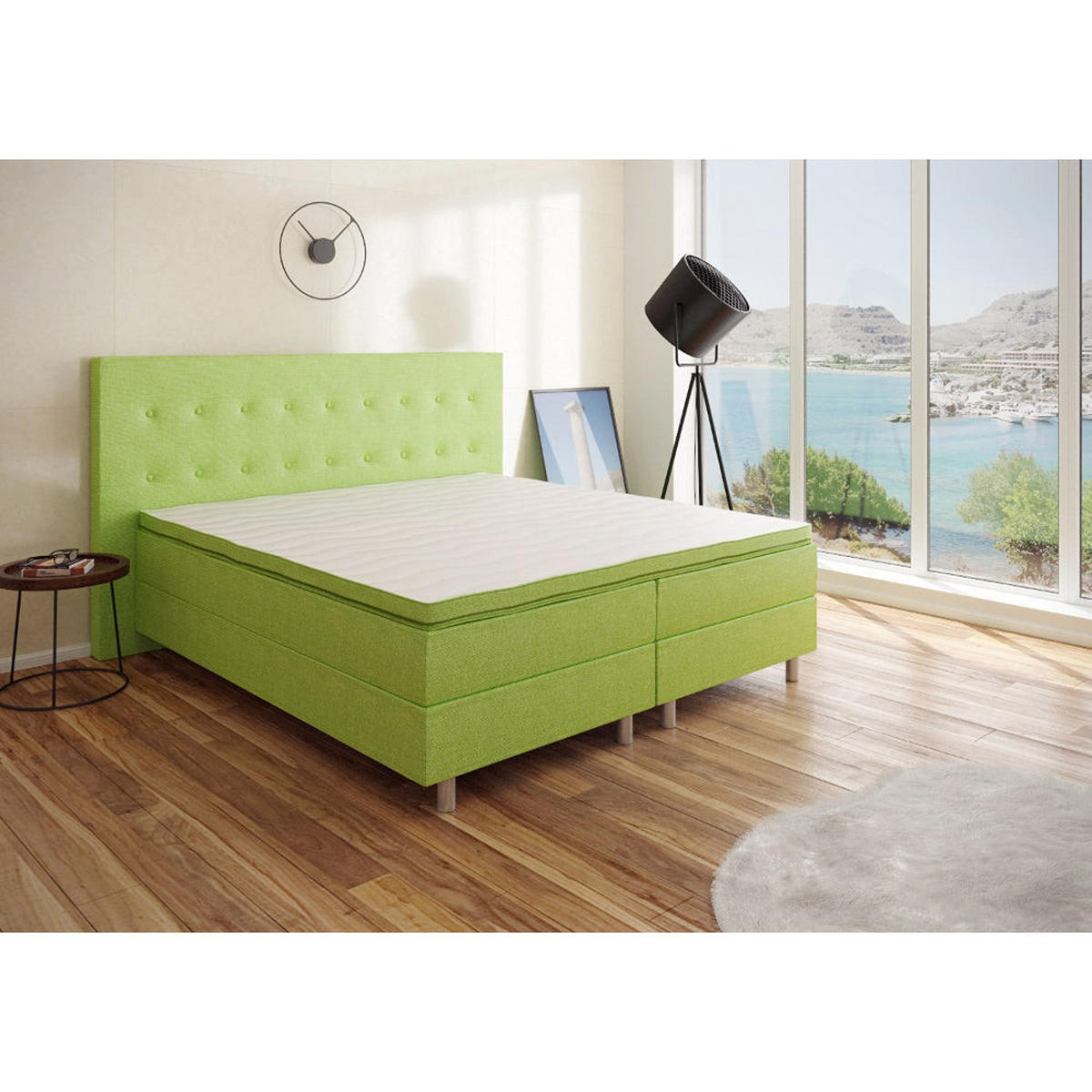 BOXBETT RIO Barcelona 5-Zonen mit Visco Topper H3 First Class Bett in verschiedenen Farben und Größen - Jadegrün, Holz/Holzwerkstoff (160/200cm) - Best For Home