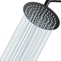 REGENDUSCHE 20 cm mattschwarz Edelstahl 304 Wassersparend - Schwarz, Metall (20.3/12.7/20.3cm)