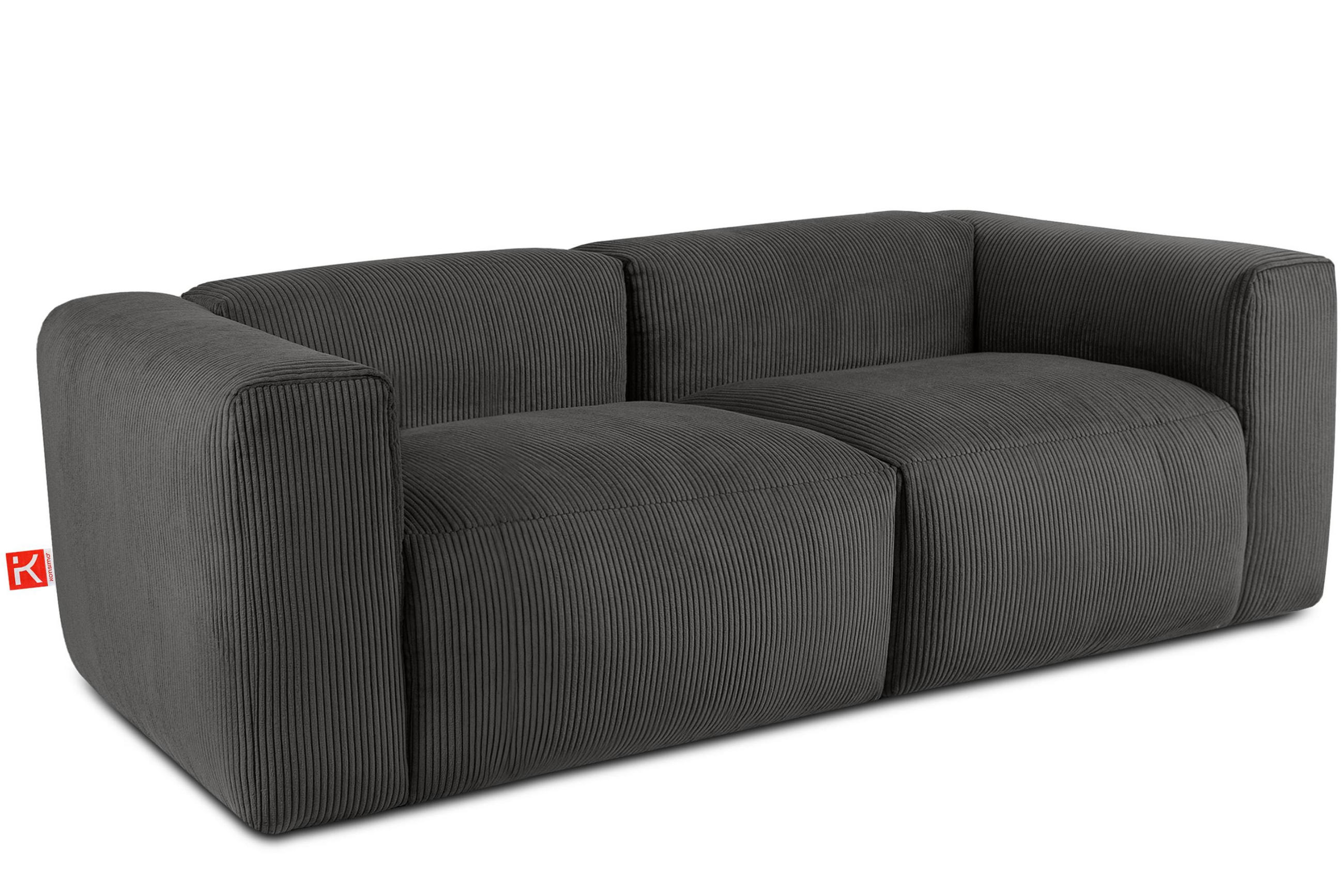 2,5-SITZER-MODULSOFA BUFFO mit extrem weicher und bequemer Sitzfläche, Kordstoff, grau - Grau, Textil (250/73/96cm) - KONSIMO®